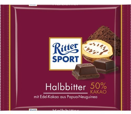 Ritter Sport Halbbitter (3 Bars each 100g) - fresh from Germany by Ritter Sport
