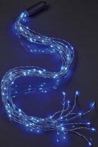 hellum LED Girlande außen, 120 blauen LED, 1,20m beleuchtet, mit Trafo | Girlande mit blauen LED für außen, 12 Stränge à 10 LED, Kabel schwarz, für Weihnachten, Garten, Balkon, Terrasse <59lm 576979