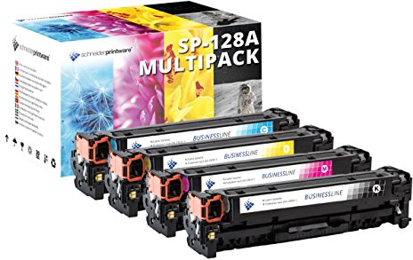 4 Schneider Printware Toner kompatibel für HP CE320A, CE321A, CE322A, CE323A, 128A für HP Color Laserjet Pro CM1415fn, CM1415fnw, CP1525n, CP1525nw,schwarz, Cyan , Magenta, gelb