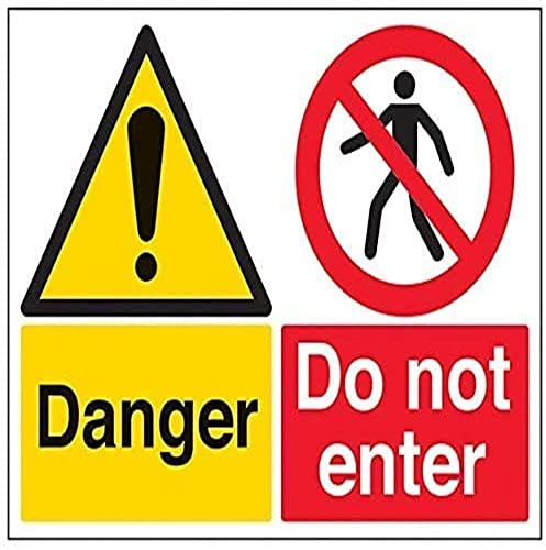 V Safety 67059BF-R Danger. Do Not Enter Sign - Landscape - 400mm x 300mm - 1mm Rigid Plastic, Black/Red/Yellow