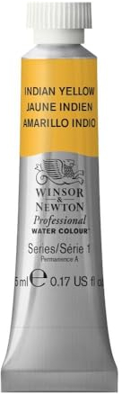 Winsor & Newton 0102319 Professional Aquarellfarbe, lebendige Wasserfarben in Künstlerqualität, hohe Farbbrillanz & Leuchtkraft, lichtecht, Archivqualität, 5ml Tube - Indischgelb