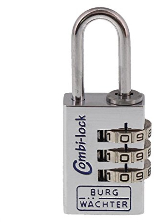 Burg Wächter Verstellbares Zahlenschloss, Combi Lock 90 20 Chromo SB, Bügelstärke: 3,2 mm, Combi 90 20 CHROMO SB, Silber