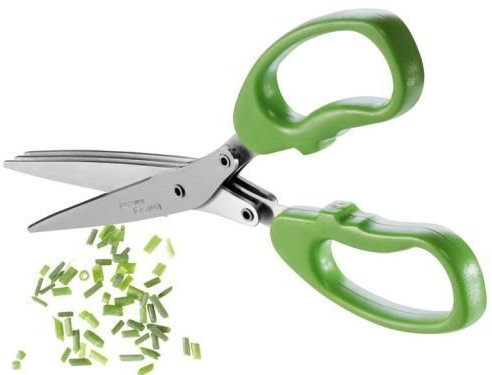 ERNESTO® Kräuterschere mit Reinigungskamm - 3 rostfreie Edelstahl-Klingenpaare (Küchen-Kräuterschere für Rechts- und Linkshänder geeignet)