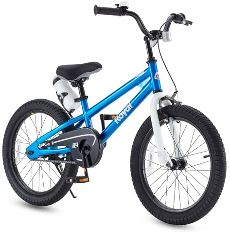 RoyalBaby Freestyle Kids Bike Boys Girls 18 Inch BMX Childrens Bicycle with Kickstand for Ages 5-8 Years, Blue
