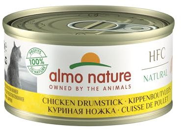 Almo Nature HFC Natural - Wet Cat Food for Adult Cats - Chicken Drumstick - Human Grade, Gluten Free, Monoprotein - 70g, Pack of 24