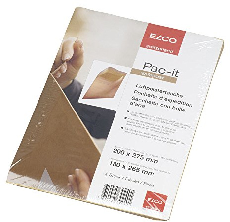 Elco Hüllen Luftblasen Pack 4 Luftpolster-Briefumschläge 200 x 275 mm braun