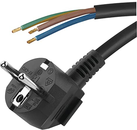 EMOS Bügeleisen-Anschlussleitung 3m / Zuleitungskabel, Anschlusskabel, Bügeleisenkabel schwarz / 3x 1,5 mm / H05VV-F 3G Kunststoffkabel