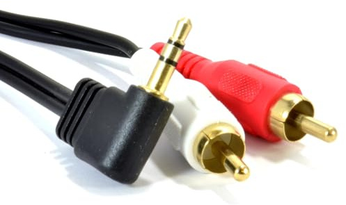 kenable Rechts Abgewinkelt 3,5 mm Stereo Klinkenstecker Zum 2 Chinch Cinch Stecker Kabel Vergoldeten 3 m [3 Meter/3m]