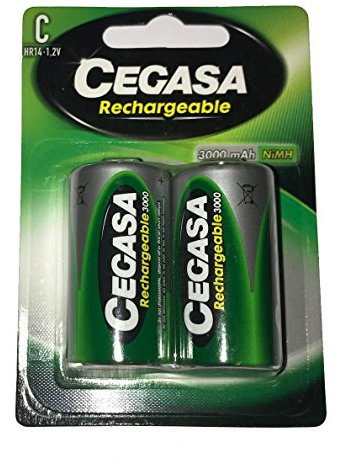 CEGASA Rechargeable - Pack 2 Pilas HR14, Color Verde