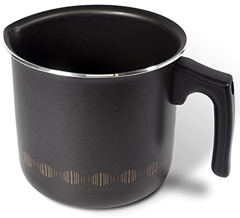 Moneta Alluflon Costanza Chauffe Lait Antiadhérente, Diamètre 12 cm, 1 Manche, Aluminium, 2,50L, Noir