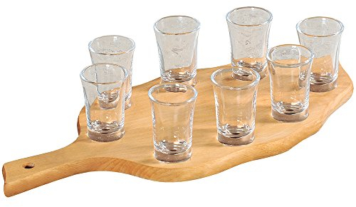 Kesper 68279 Schnapsglasträger mit 8 Gläsern aus FSC Buche