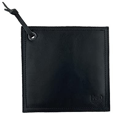 Leather Hot Pot Pad (Potholder), Double Layered, Double Stitched and Handmade by Hide & Drink :: Black