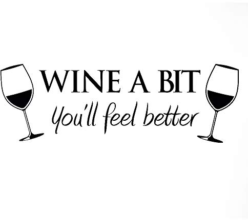 WINE A BIT KITCHEN Vinyl Wall Quote Sticker BY Cols Decals UK