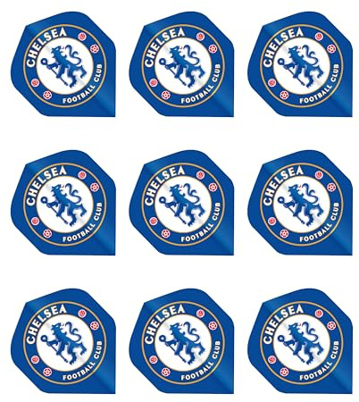 FOCO Officially Licensed Chelsea Football Club Dart Flights Extra Thick 75 Micron - 3 Sets per Pack (9 Darts Flights in Total) - Professional Darts Accessories