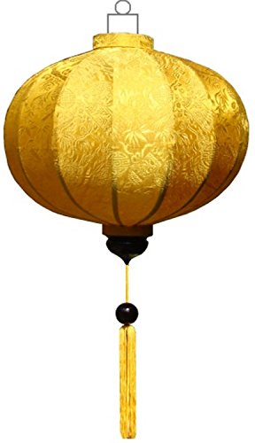 Lampionsenzo Vietnamesische Seide Lampion Rund Gelb by