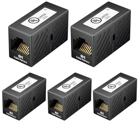 Cable Matters [UL Listed] 10Gbps 5-Pack Cat6 RJ45 Coupler, Black | RJ45 Female to Female Ethernet Extender for Cat5e, Cat6 and Cat6A UTP Cables