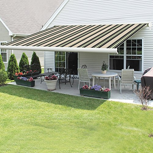 Green Bay Full Cassette Electric Remote Controlled Retractable Garden Patio Canopy Awning 4.5x3M Multi-stripe