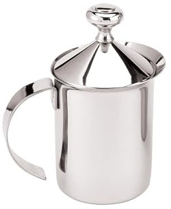 Harold Import Co 43127 HIC Milk Creamer Frother Cappuccino Coffee Foam Pitcher with Handle and Lid, Stainless Steel
