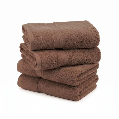SUPERIOR Egyptian Cotton Plush & Absorbent, Hand Towel Set of 4, Chocolate