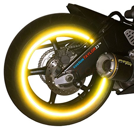 customTAYLOR33 (All Vehicles Yellow/Gold High Intensity Grade Reflective Copyrighted Safety Rim Tapes (Must Select Your Rim Size), 17 (Rim Size for Most SportsBikes)