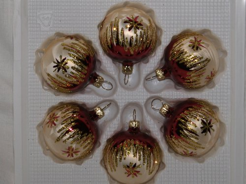 Jingle Bells Lauscha Weihnachtskugel 5cm Kugel Romantik - Mundgeblasen und Handbemalt - Glas - Weihnachten