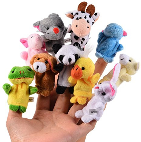 Itian 10 Stück Fingerpuppen Verschiedene Karikatur-Tier Finger Plüschtier Weicher Samt Puppen Spielzeug Props