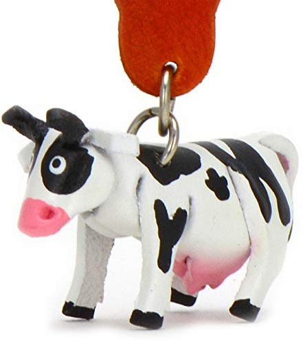 MONKIMAU Schlüsselanhänger Bauernhof Kuh Figur aus Leder