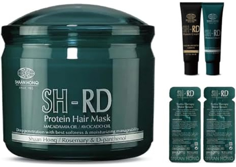 SH-RD Protein Haarmaske | Intensive Feuchtigkeitsmaske mit Arganöl, Sheabutter, Maroccainöl| Tiefenwirksame Haarkur für trockenes/geschädigtes Haar | Haarpflege Treatment zur Feuchtigkeit - 400ml