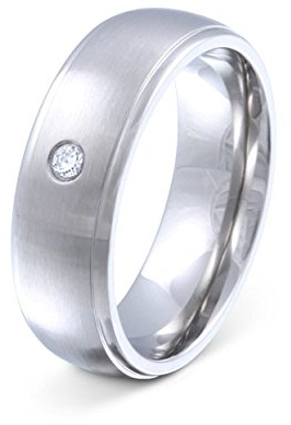 Flame Damen-Ring Trauring Antragsring Partnerring Edelstahl 1 Zirkonia weiss -gratis Gravur 62 (19.7) E-AC-D
