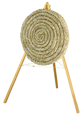 Runde Strohscheibe Deluxe - Ø 65 cm - Zielscheibe - Farbe: Natur + Holzständer S140; Zubehör für Bogenschießen, Pfeil und Bogen, Bogensport