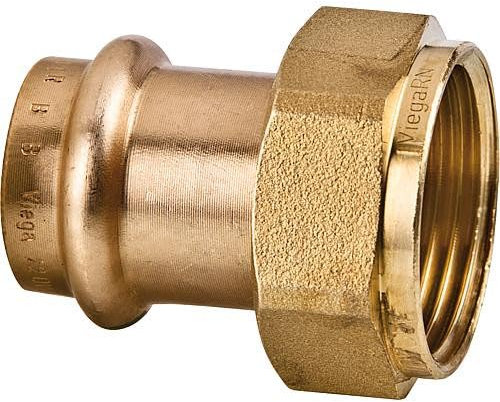 Viega Verschraubung mit SC Sanpress 2263 flachdichtend in 42 mm x G1 3/4 Rotguss, 265304
