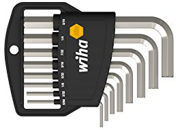 Wiha Stiftschlüssel Set im Classic Halter Sechskant 8-tlg. kurz, glanzvernickelt Zoll-Ausführung (01176)