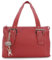 Catwalk Collection Handbags - Damen Leder Schultertasche - Handtasche Mittelgroß mit Viele Fächer - JANE - Rot
