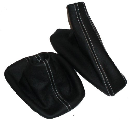 TK - 800 Schaltmanschette und Handbremsmanschette, genäht aus Echtleder, Weiß