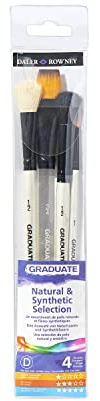 Daler-Rowney Graduate Mixed Media Wallet Set Watercolour 4 Assorted Brushes | Multi-Technique Natural & Synthetic Hair Brushes, Short Handles, Assorted Brushes, For Art Students