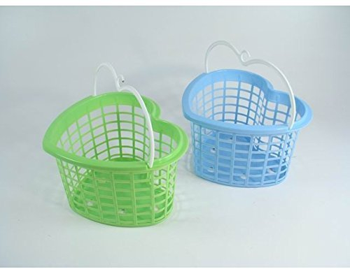 OEM SYSTEMS Cesta Cestino Porta mollette in plastica Forma Cuore con Manico 1 pz, Argento