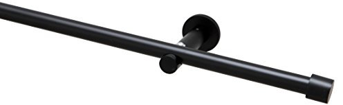Garduna 200cm Gardinenstange Ø 16mm Cap modern, 1-lauf, schwarz (ohne Ringe)