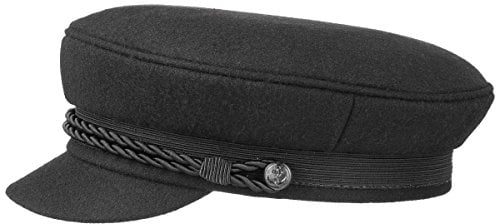 HAMMABURG Elbsegler Mütze Schwarz für Herren - traditionelle Kapitänsmütze mit Innenfutter - Matrosenmütze aus Tuch - Größe 54 cm - Schirmmütze mit Kordel, kurzem Visor und silbernen Knöpfen