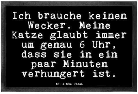 Mr. & Mrs. Panda 40 x 60 cm Fußmatte Ich Brauche keinen Wecker - Geschenk, Hund, Fußmatte außen wetterfest, Glizer Spruch Sprüche Weisheiten