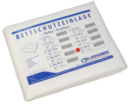 Dr. Junghans Medical 10219 Matratzen-/Nässeschutz Bettschutzeinlage, Folie/Frottee, 120 x 200 cm
