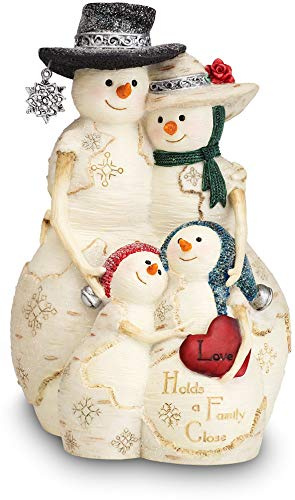 Pavilion Gift Company Birchhearts 5-Inch Tall Snowman Family, Reads Love Holds a Family Close
