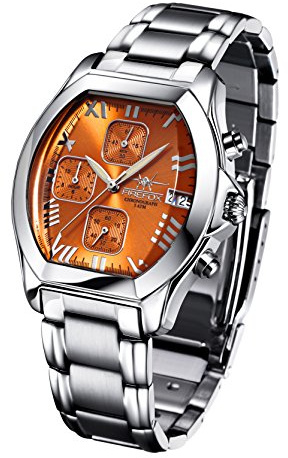FIREFOX NEBUKADNEZAR FFS175-107 Sunray orange Damenuhr Armbanduhr Chronograph massiv Edelstahl Sicherheitsfaltschließe wasserdicht Laufwerk Miyota OS10