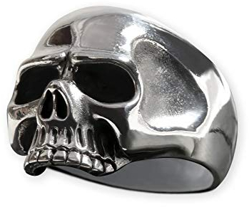 Fly Style Totenkopf Ring aus 925 Sterling Silber - Gothic Ring - Keith Richards Style Herren Ringe - Totenkopf Schmucken, Ring Grösse:19.7 mm