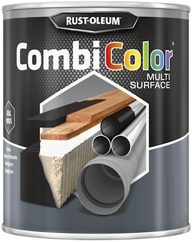 Rust-oleum CombiColor Multi-Surface Gloss Paint for Metal, Wood, MDF, Masonry, PVC, Tiles etc Black (RAL 9005) 750ml
