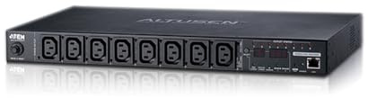 ATEN PE6108 IP-Fernschaltsteckdose, 8 Port, 1HE, 8X C13, 10A, Energiemessung, PE6108G, schwarz