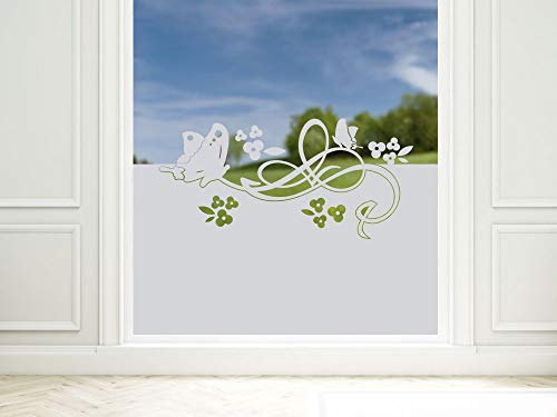 GRAZDesign Sichtschutzfolie Schmetterlinge/Blumen, blickdichte Glasdekorfolie, Matte Fensterfolie als Sichtschutz / 110x57cm