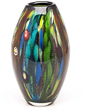 aubaho Glasvase Glas Vase Italien Murano Antik-Stil schwere Tischvase Glass 25cm