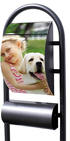 Banjado® Stand Briefkasten in Hammerschlag-Optik in Größe 150x47x22cm mit Wunschmotiv - Briefkasten mit Standfuß/Postkasten freistehend als Standbriefkasten mit Zeitungsfach