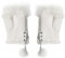 FEINZWIRN Trendige ARMSTULPEN HANDSCHUHE mit Daumenloch und geschmeidigem Fellbesatz WG15 (weiss)