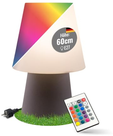 8 seasons design LED Tischlampe 60 cm No. 1 (Taupe) E27, RGB Farbwechsel, dimmbar, mit Fernbedienung – Dekolampe für außen und innen - für Garten, Terrasse, Balkon, Wohnbereiche